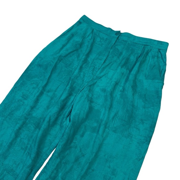 Vintage Teal Pierre Lamonte Rayon Pants | Wide Leg | Size M 29” Waist - Picture 3 of 8